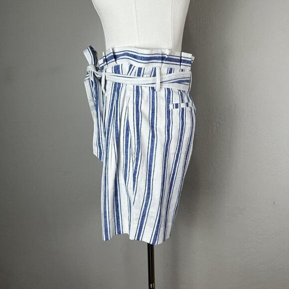BODEN St Ives Striped 6" Shorts Linen Blend Paperbag Size 4 Nautical Belted - Picture 3 of 13